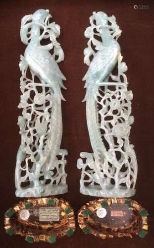 A pair of jadeite phoenix