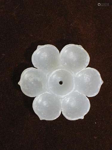 white jade blossom shape pendant