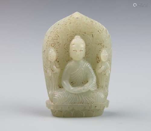 A light greenish white jade  of shakyamuni