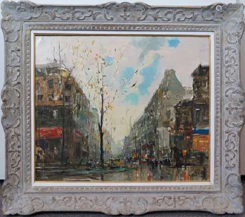 An Oil Painting of Paris Street Early 20th Century