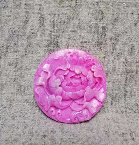 A chinese Lan ten fine jade in pink color tone pendant