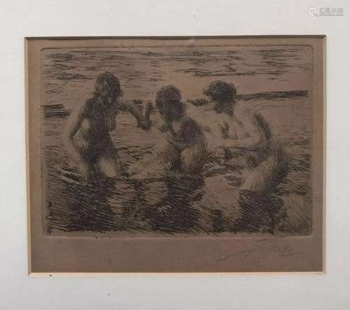 Etching by ZanderÂs Leonard Zorn (Swedish 1860-1920)