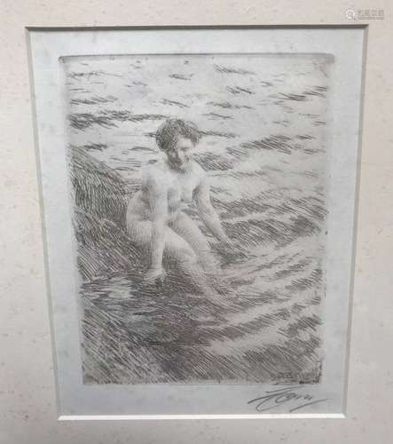 Etching by ZanderÂs Leonard Zorn (Swedish 1860-1920)