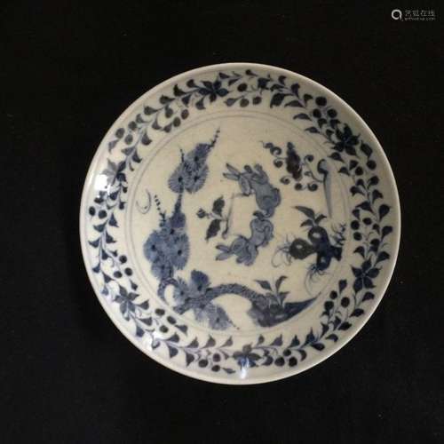 A blue & white porcelain plate