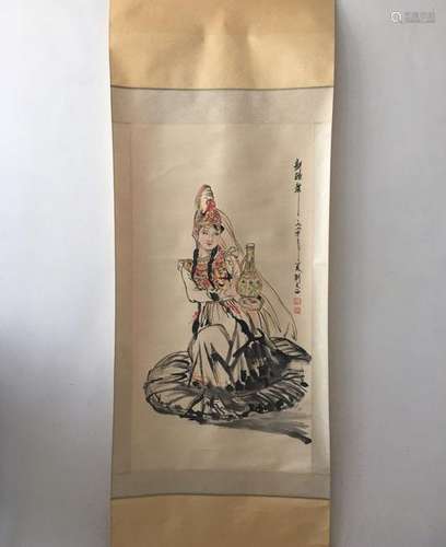 CHINESE HANGING SCROLL PAINTING OF BEAUTY