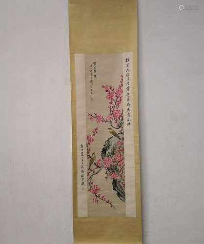 CHINESE HANGING SCROLL PAINTING OF FLOWER