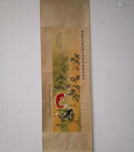 CHINESE HANGING SCROLL PAINTING OF FISH