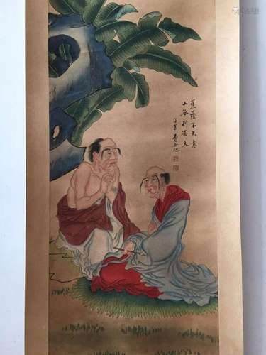 CHINESE SCROLL PAINTING OF ARHATS