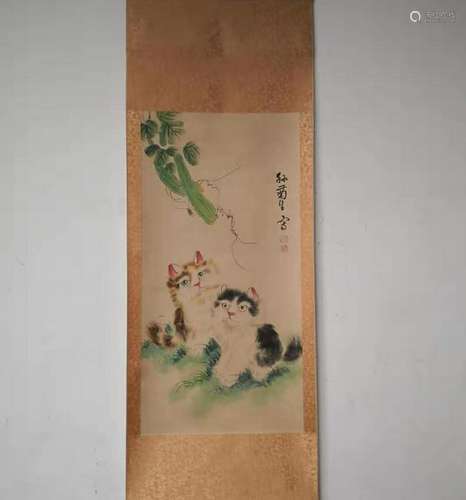 CHINESE HANGING SCROLL PAINTING OF CATS