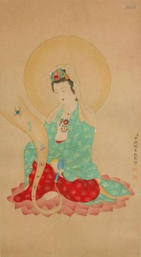 CHINESE SCROLL PAINTING OF GUANYIN