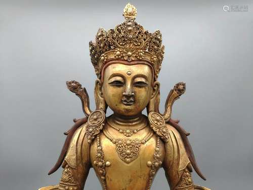 AN IMPORTANT CHINESE GILT BRONZE SEATED BUDDHA