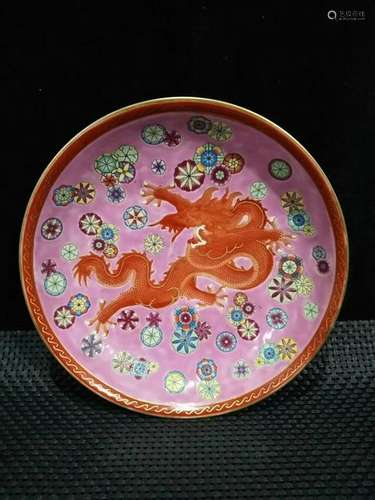 CHINESE COLORED ENAMEL TRAY