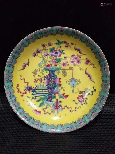 CHINESE COLORED ENAMEL TRAY