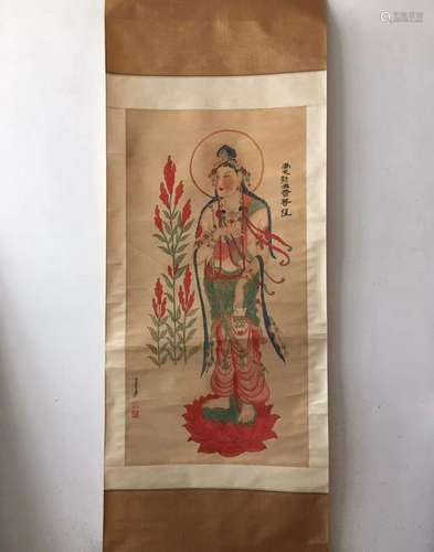 CHINESE SCROLL PAINTING OF GUANYIN