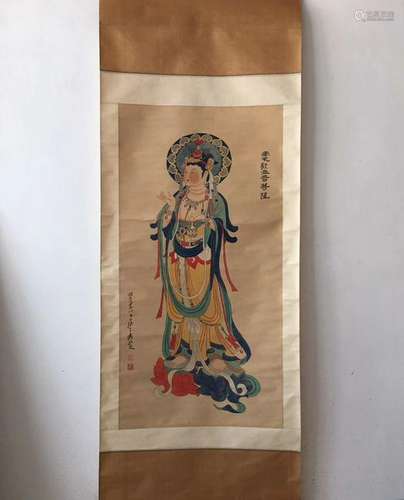 CHINESE SCROLL PAINTING OF GUANYIN