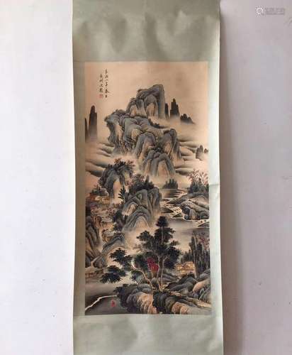 CHINESE SCROLL PAINTING OF LANDSCAPE