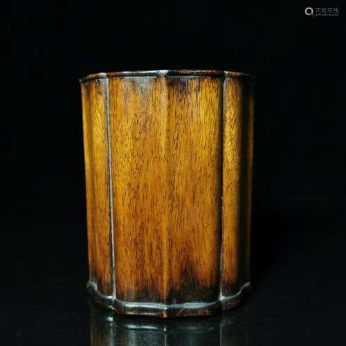 CHINESE ROSEWOOD PLAIN PRISMATIC PEN HOLDER