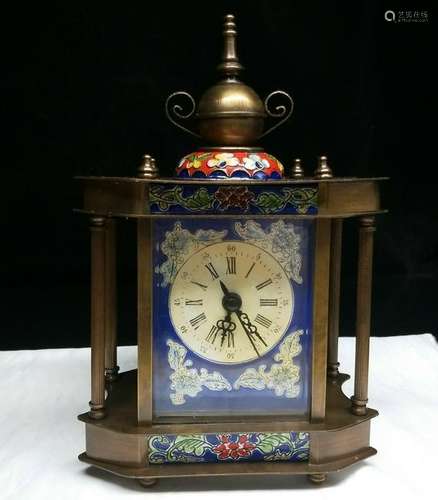 CHINESE ANCIENT ENAMEL CLOCK