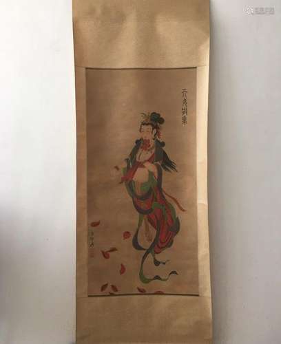 CHINESE SCROLL PAINTING OF GUANYIN