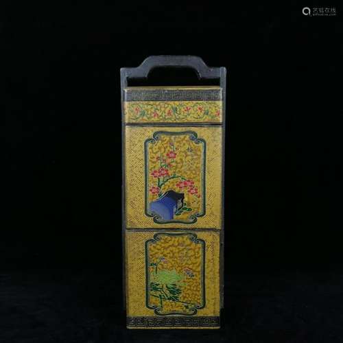 RARE CHINESE ANCIENT WOODEN LACQUER WARE PAINTED WITH