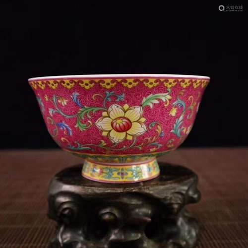 CHINESE ENAMEL FLORAL BOWL