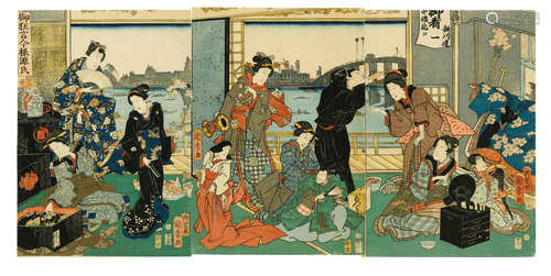 Edo period (1615-1868), 1832-1865 Utagawa Kunitaka (active about 1854-1868) and Utagawa Kunisada I (Toyokuni III, 1786-1864)