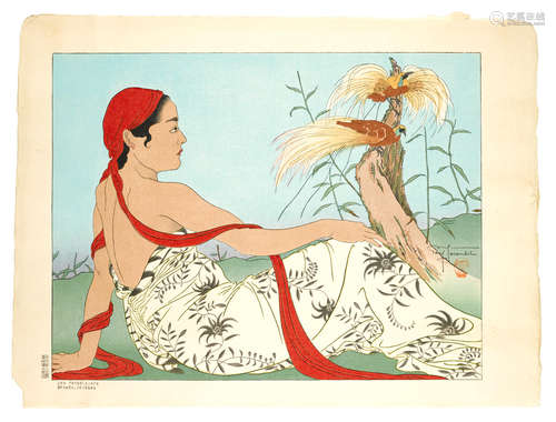 Showa era (1926-1989), circa 1937 Paul Jacoulet (1902-1960)