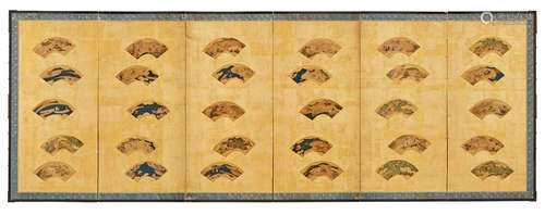 A small six-panel screenEdo period (1615-1868), 18th/19th century Anonymous