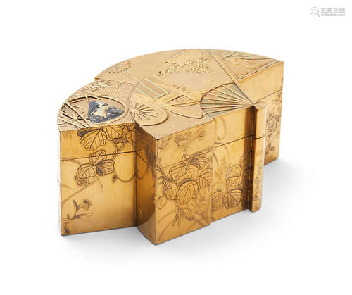 An inlaid lacquer kobako (small box)Edo period (1615-1868) or Meiji era (1868-1912), 19th century Ozawa Shuraku (1830-?)