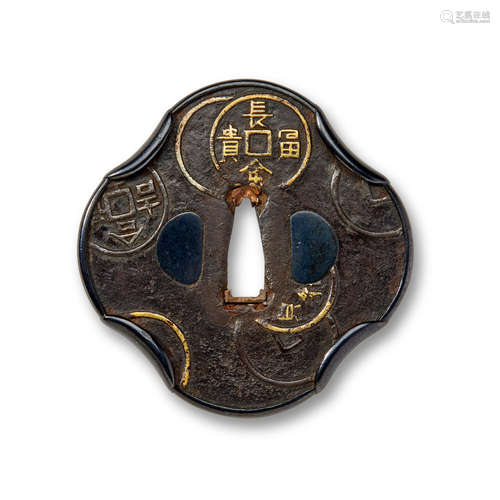 Edo period (1615-1868), 18th century An inlaid-iron Kyo-Shoami tsuba