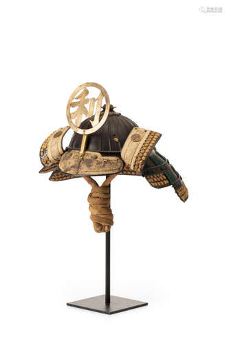 The helmet Momoyama period (1573-1615) 17th century, the shikoro Edo period (1615-1868), 18th century A lacquered suji kabuto in Nanbokucho style