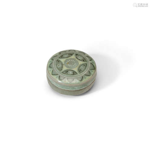 Goryeo dynasty (918-1392), 13th century An inlaid-celadon incense container