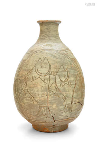 Joseon dynasty (1392-1897), 15th/16th century A Buncheong slip-decorated stoneware bottle