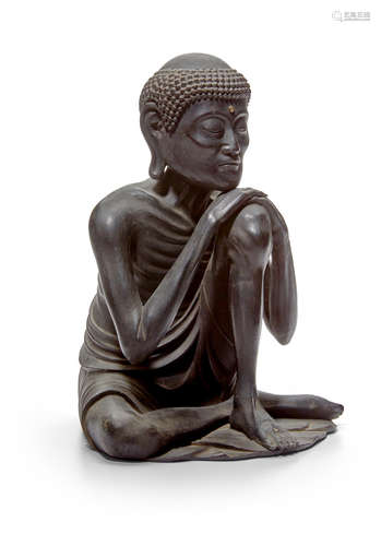 Edo period (1651-1868) or Meiji era (1868-1912), 19th century A KANSHITSU (DRIED LACQUER) SEATED FIGURE OF SHAKA (THE HISTORICAL BUDDHA)