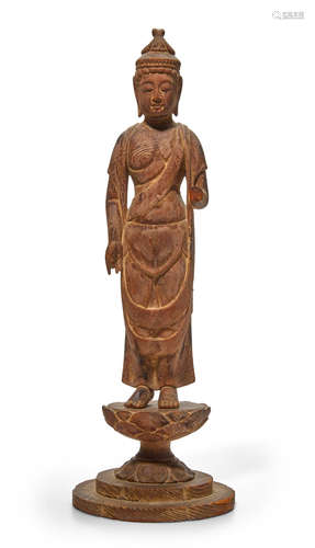 Muromachi period (1333-1573), 15th/16th century A wood figure of Sho-Kannon (Avalokiteshvara)