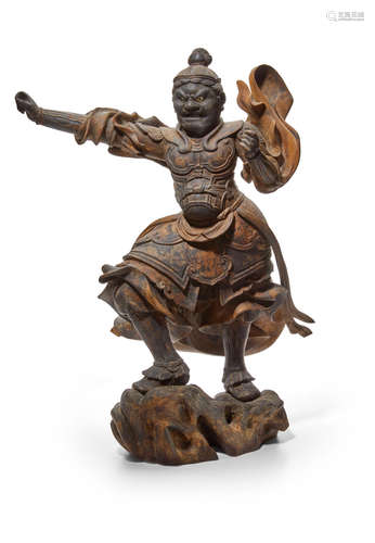 Kamakura period (1185-1333), 13th/14th century A wood figure of one of the juni Shinsho (12 Divine Generals)