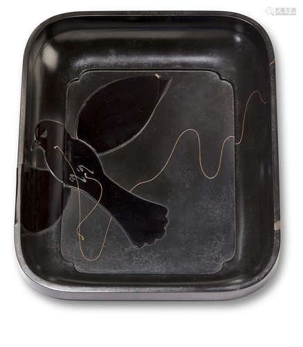 A tobacco tray with a bird-shaped kiteMeiji era (1868-1912), circa 1870-1890 Shibata Zeshin (1807-1891)