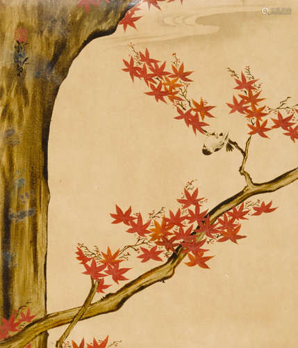 An urushi-e (lacquer painting) of a maple treeMeiji era (1868-1912), circa 1872-1890 SHIBATA ZESHIN (1807-1891)