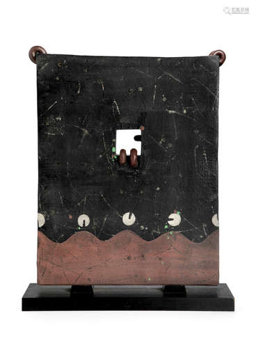 Rust red Iron glazed plaque (Heisei era 1989-2019) Morino Taimei (1934-)