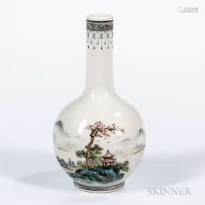 Polychrome Enameled Bottle Vase