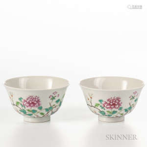 Pair of Famille Rose Bowls