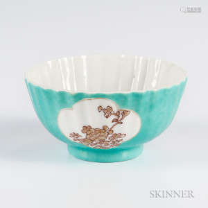 Red and Gilt Turquoise-ground Bowl