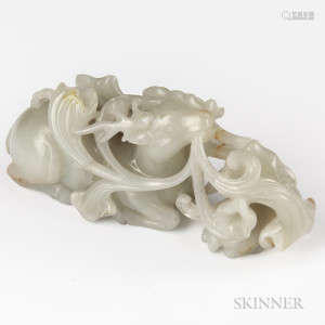 Openwork Carved Jade Deer and Fawn