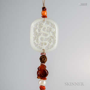 White Nephrite Jade Openwork Dragon Pendant