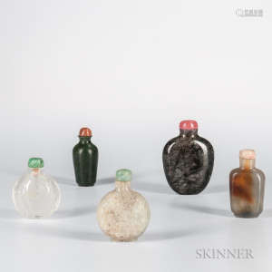 Five Jade/Hardstone Snuff Bottles