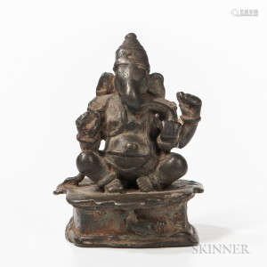 Miniature Cast Bronze Ganesha