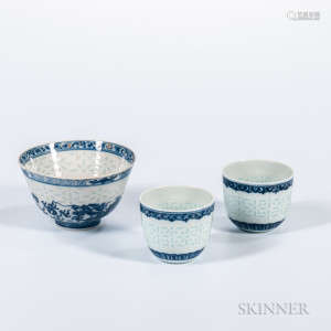 Three Blue and White Items with 