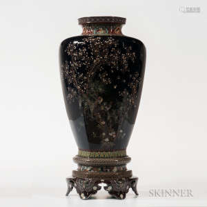 Large Cloisonne Vase and Stand