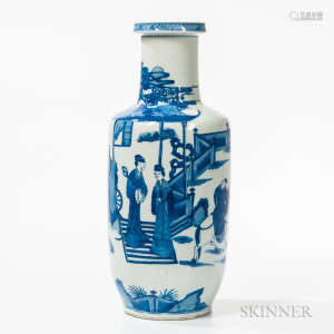 Blue and White Rouleau Vase