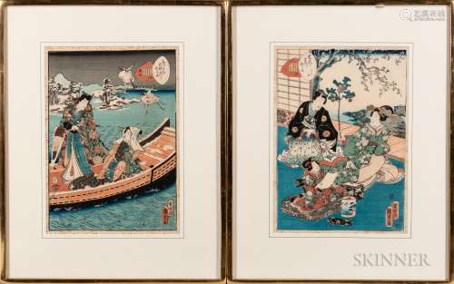 Utagawa Kunisada II (1823-1880), Two Woodblock Prints
